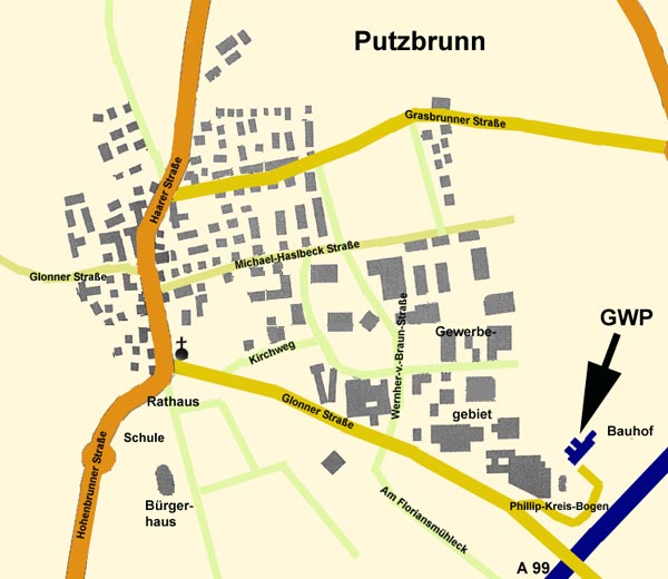 Anfahrtskizze Gemeindewerke Putzbrunn